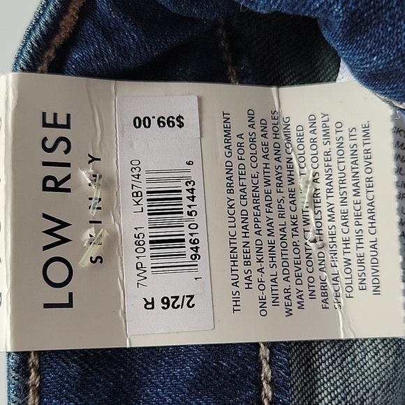 Lucky Brand Lolita Low Rise Skinny Jeans Dk Wash Size 2/26 - Picture 15 of 15
